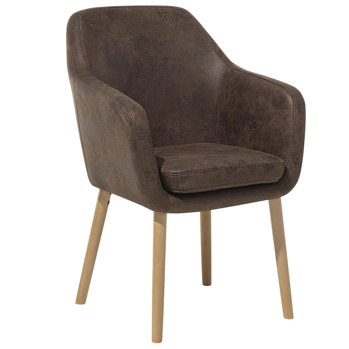 ESSZIMMERSTUHL Kunstleder Braun Yorkville - Braun, Holz/Textil (56/82/62cm) - Beliani