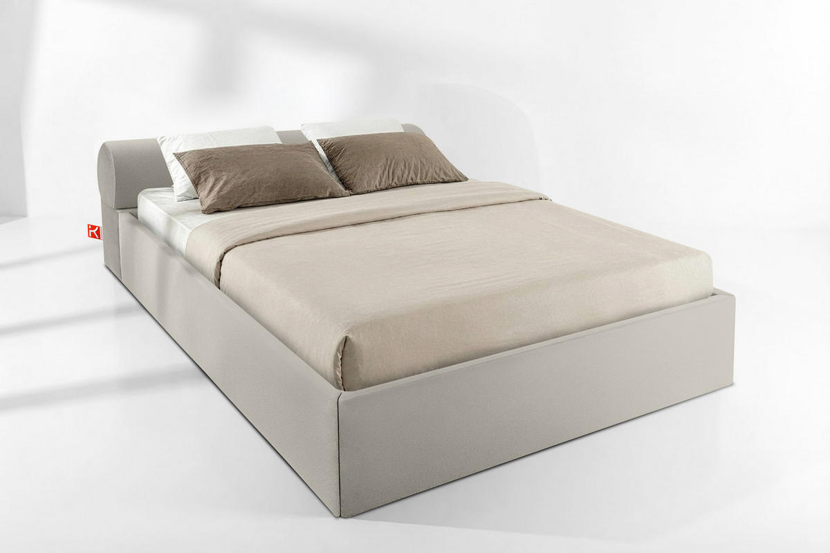 POLSTERBETT LUNEO - Creme/Schwarz, Holz/Holzwerkstoff (162/204cm) - KONSIMO®