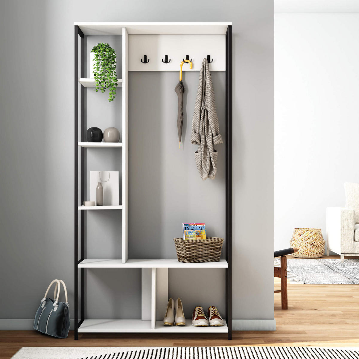 GARDEROBE Weiß 35/90/182 cm - Weiß, Holzwerkstoff (90/182/35cm) - Mobili Rebecca