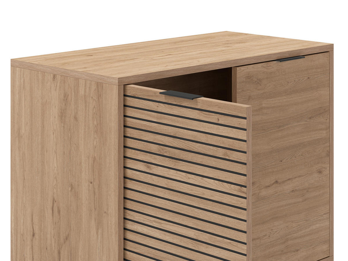 KLEINES Buffet mit 2 Türen und Metallfüßen Ariel - L80 cm - Braun, Holz (40/80/80cm) - Calicosy