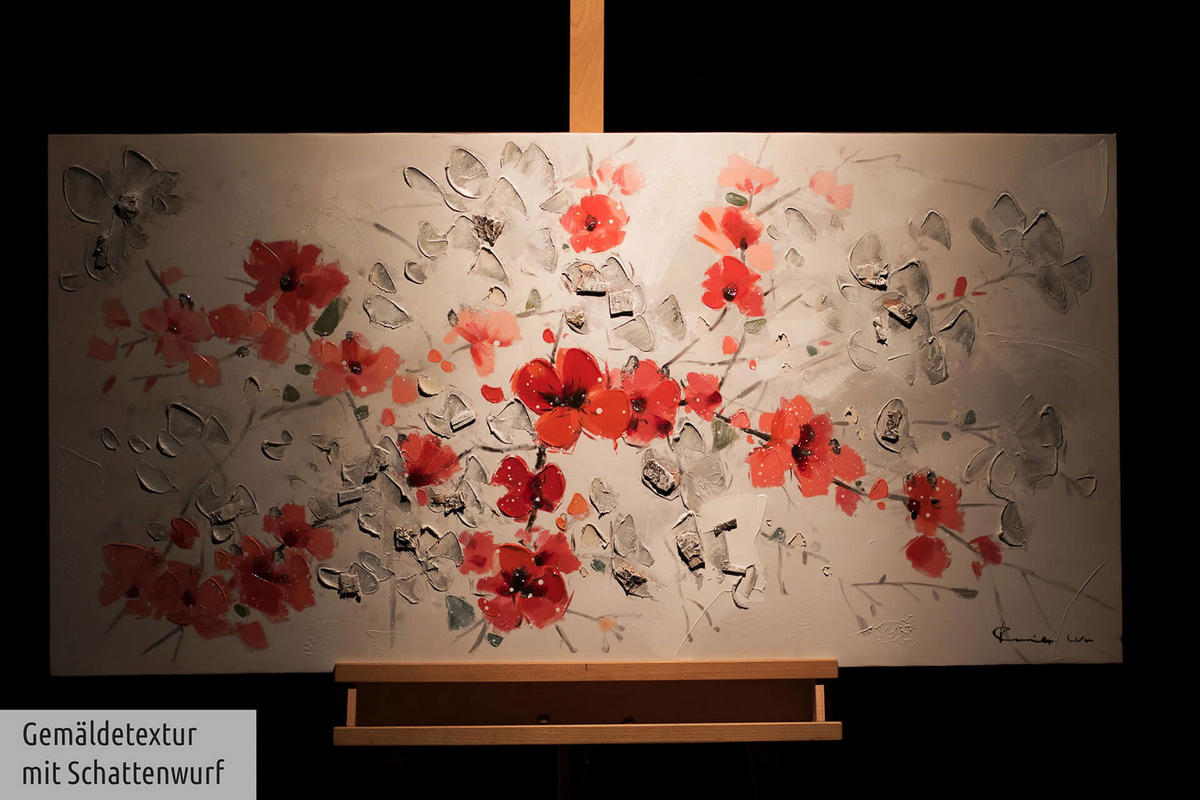 ACRYLBILD HANDGEMALT 120/60 cm - Rot, Holz/Textil (120/60cm) - KUNSTLOFT