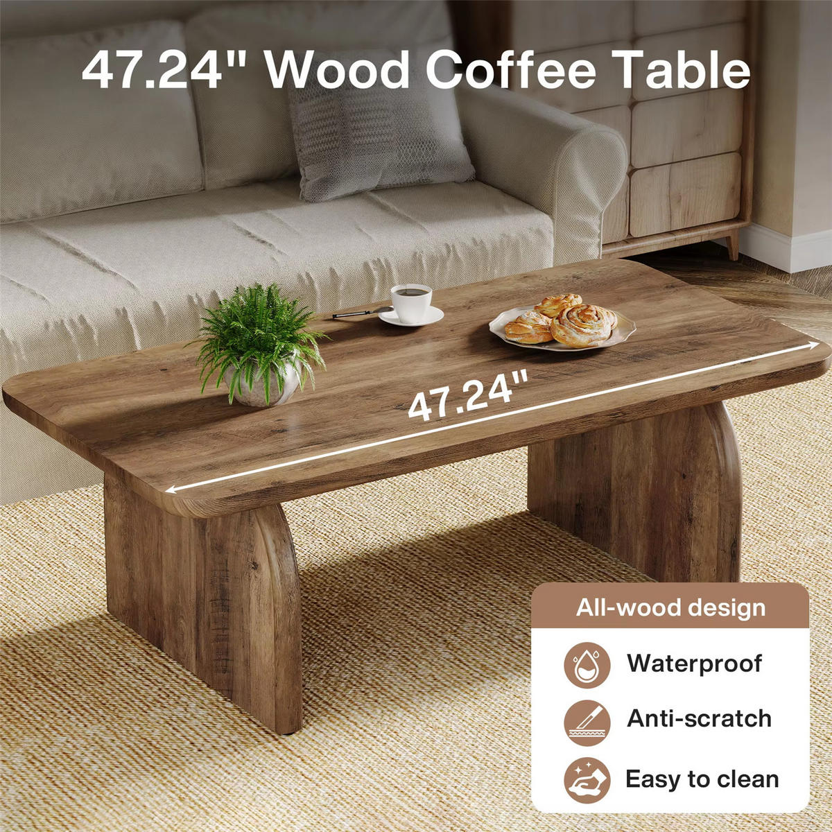 COUCHTISCH Holz 120 cm im Farmhouse-Stil - Braun, Holz (60/120/51cm) - Kaket