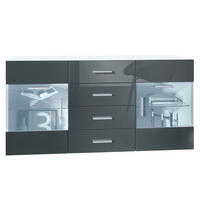 SIDEBOARD Carlos Grau Hochglanz - Grau, Holzwerkstoff (139/72/35cm) - Vladon