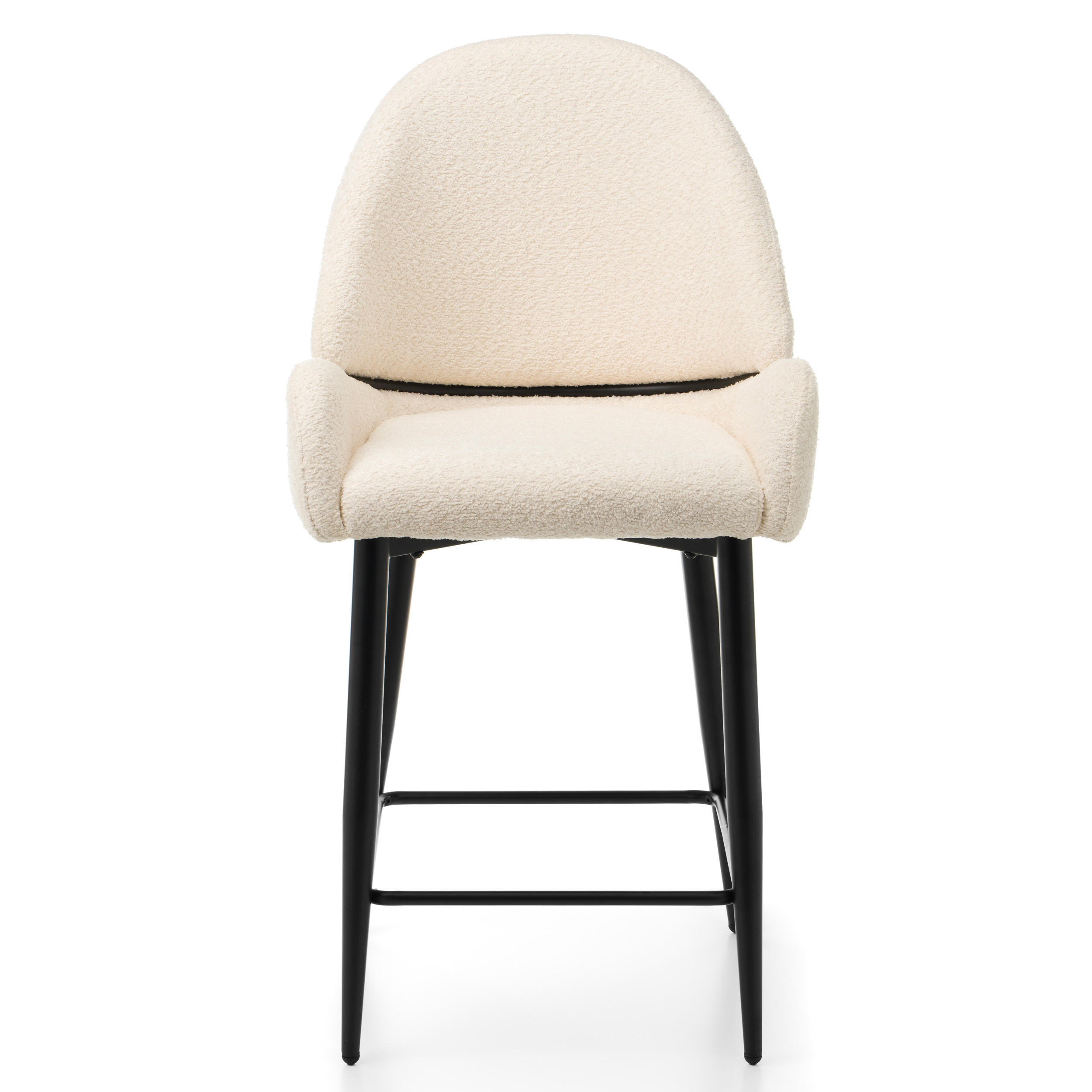 BARHOCKER BERGAMO gepolsterter mit Steppung - hellbeige - Boucle - Ecru/Schwarz, Textil/Metall (56/106/61cm) - NEW HOME