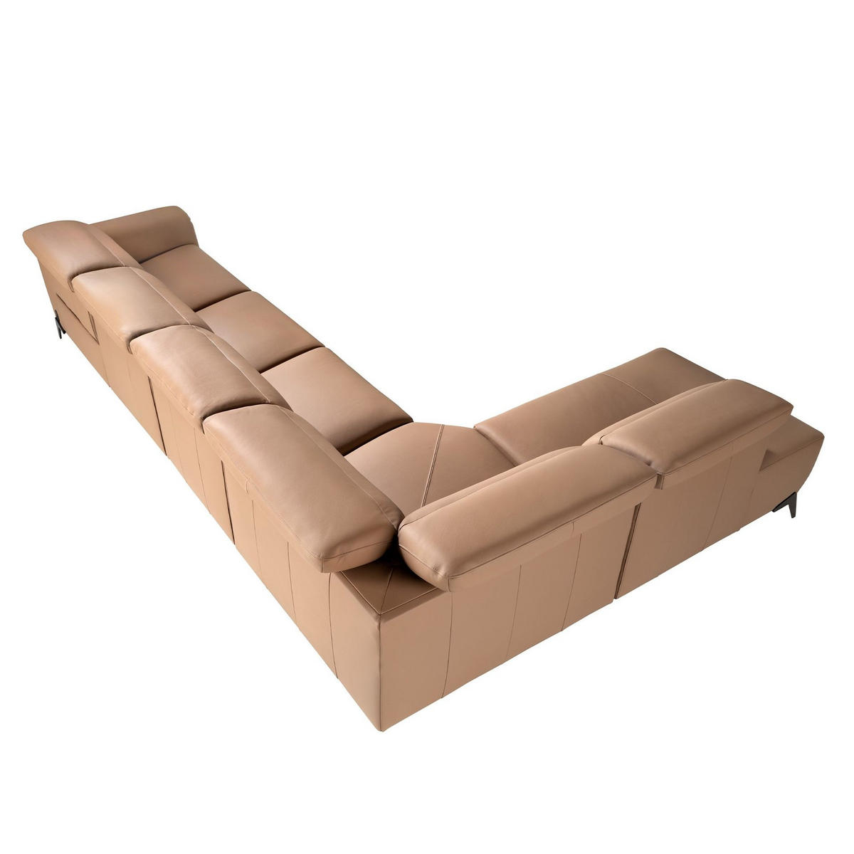 ECKSOFA Modulares Relax-Chaiselongue-Sofa links aus braunem Leder 376/240/104cm - Schwarz/Braun, Leder/Holz (357/233cm) - ANGEL CERDA