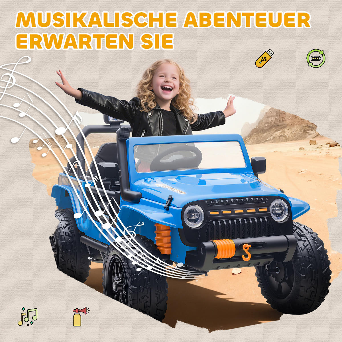 KINDER Elektroauto 12V Kinderauto Elektrisch mit Fernbedienung 2 Motor Hupe LED - Blau, Metall (123.5/70.3/71.3cm) - AIYAPLAY
