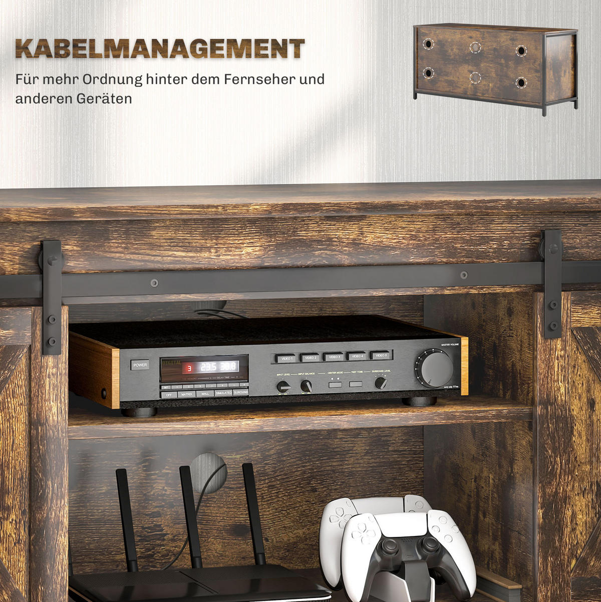 TV-LOWBOARD 120/40/54 cm braun aus Holzwerkstoff mit Schiebetüren - Braun, Holzwerkstoff (120/54/40cm) - OKWISH