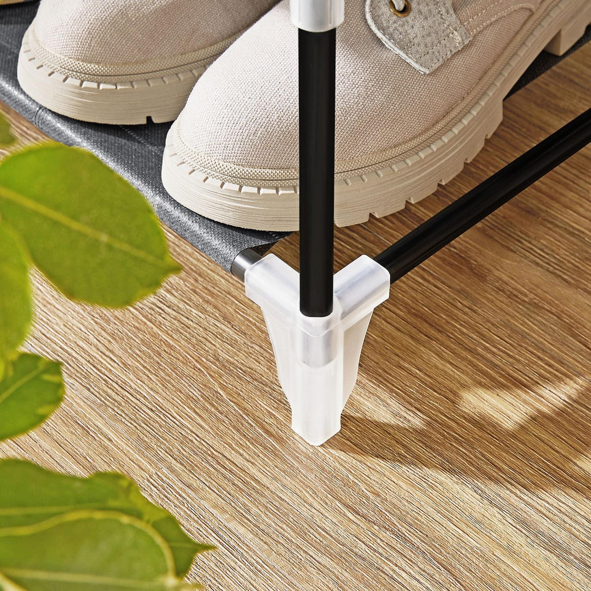 SCHUHREGAL MIT STOFFBEZUG - Grau, Textil (28/126/46cm) - Hansiro