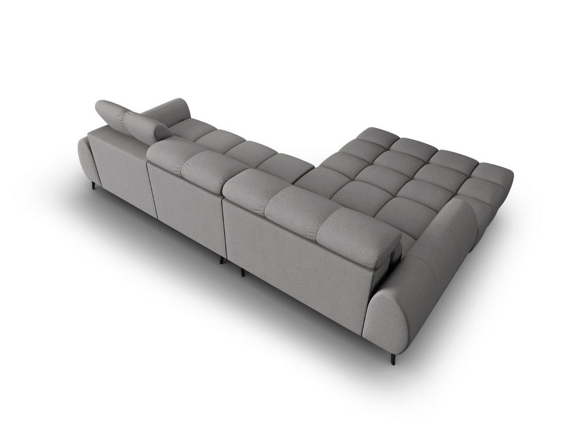 ELEKTRISCHES-ECKSOFA links Alyse aus strukturiertem Stoff hellgrau 5 Sitzplätze - Hellgrau, Textil (188/295cm) - Micadoni