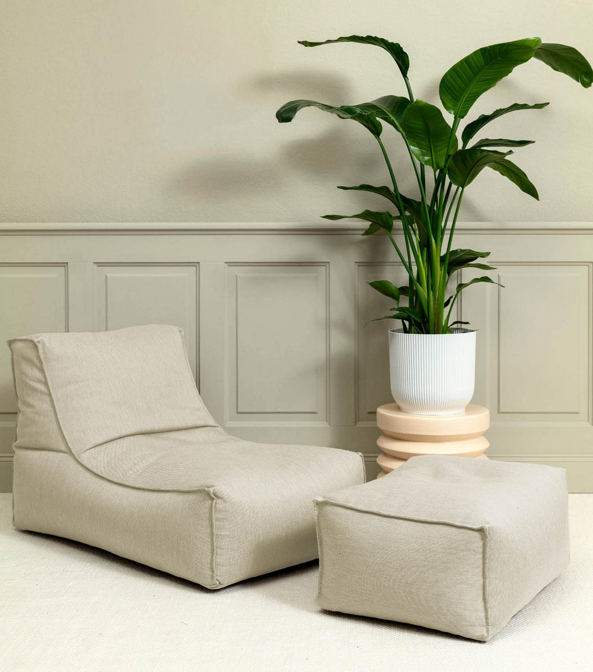 SITZSACK mit Hocker und Hülle Der Sundowner - Beige, Textil (65/65/100cm) - Mokebo
