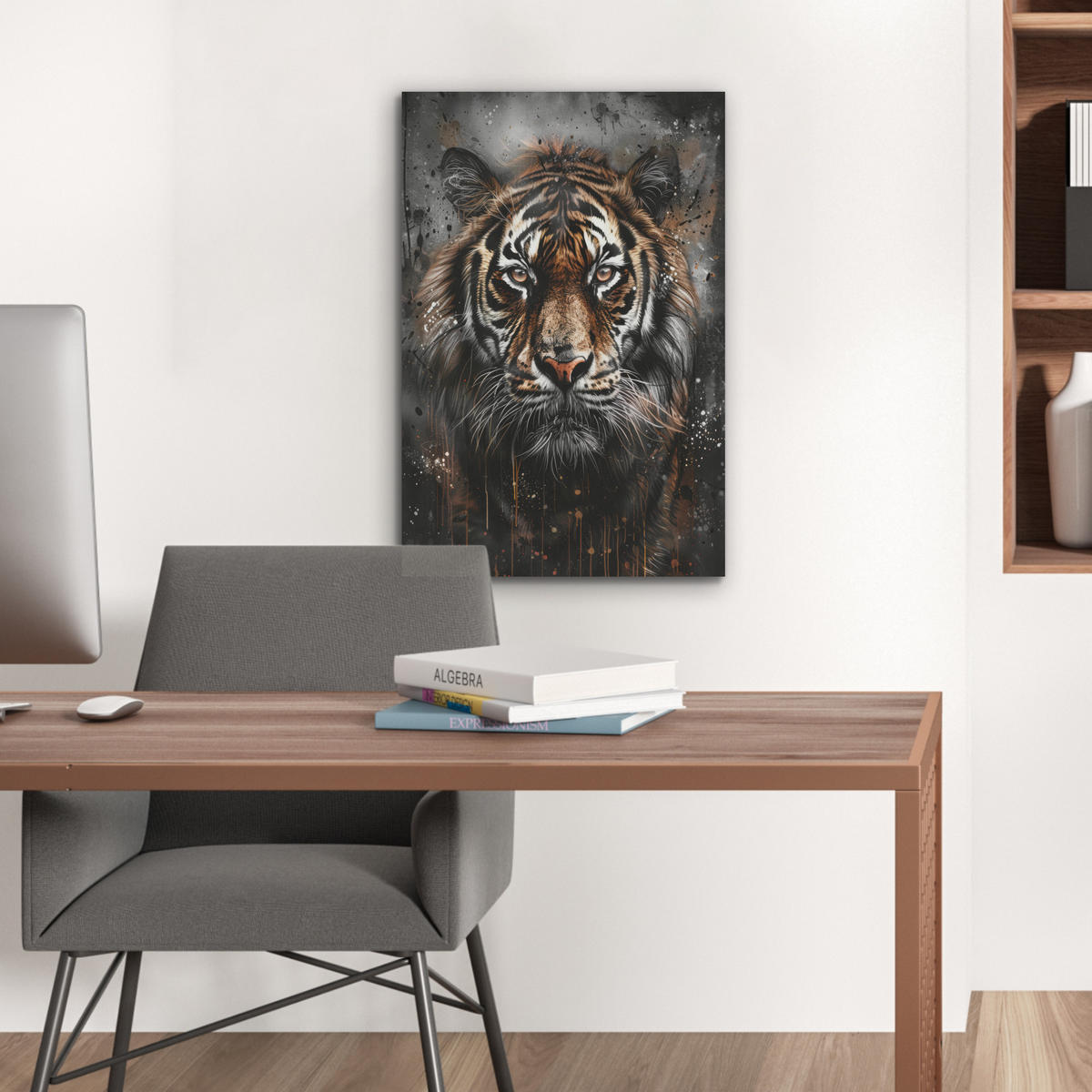 AKUSTIKBILD Tiger - Tiere - Porträt - Luxus - Schwarz Kunstdruck Schlafzimmer 50x70 cm - Braun, Kunststoff (50/70/0.9cm) - MuchoWow