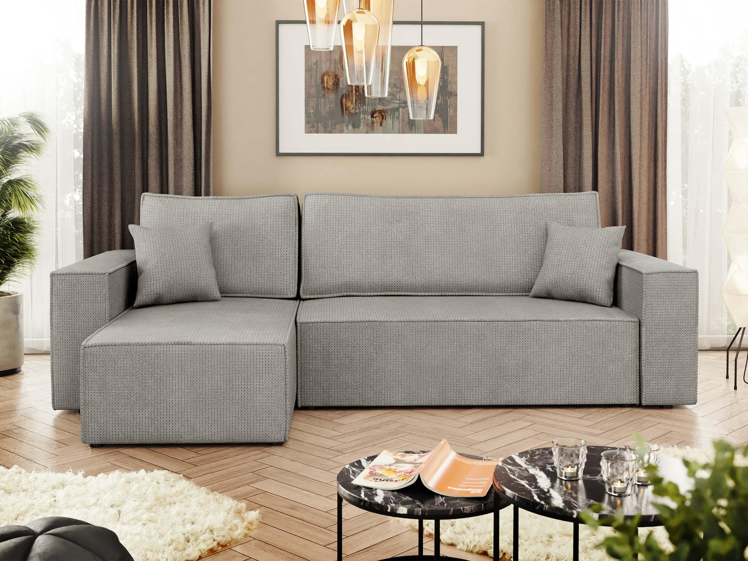 ECKSOFA Karl - Hellgrau/Schwarz, Holz/Kunststoff (244/145cm) - MIRJAN24