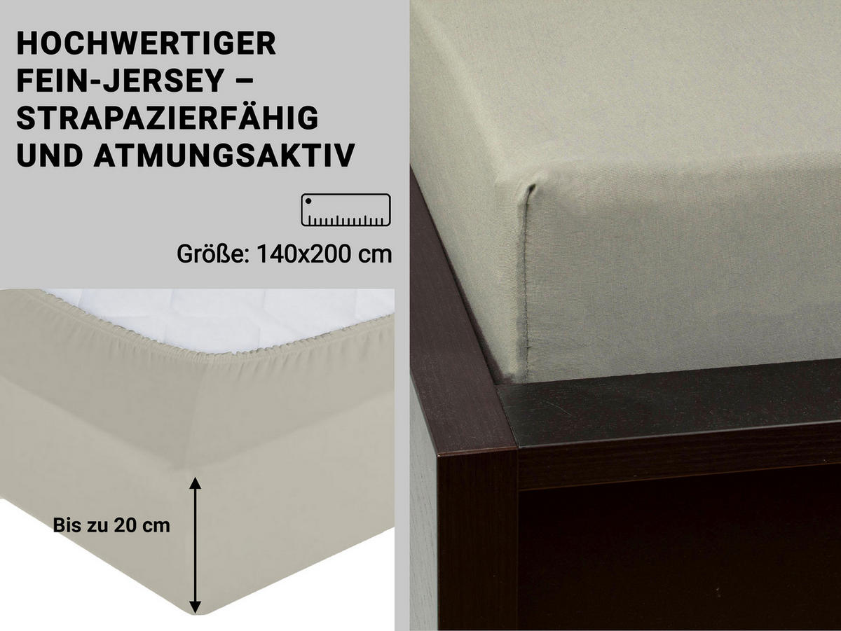 SPANNBETTLAKEN, 140x200 cm, 100% Baumwolle, Grau - Hellgrau, Textil (140/200cm) - Zollner