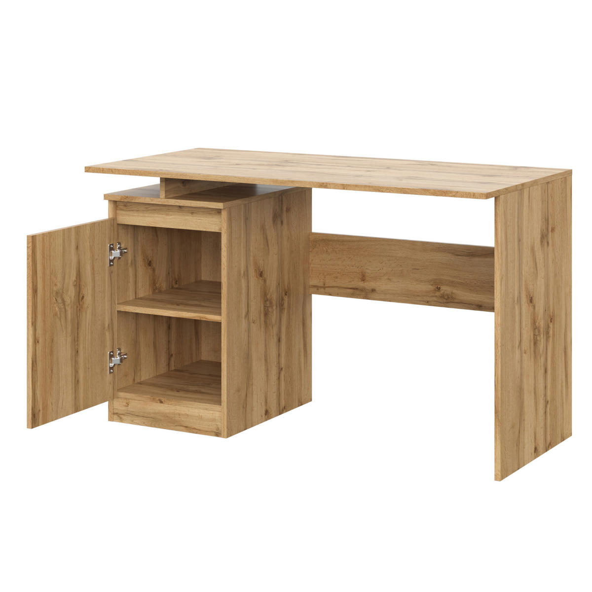 SCHREIBTISCH SOLA BRK1-1D Eiche Wotan - Eiche Wotan/Silberfarben, Holzwerkstoff/Kunststoff (59/120/73cm) - Komodee