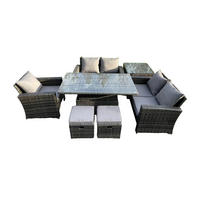 GARTENSOFA Hohe Rückenlehne Polyrattan Dunkelgrau 7-Sitzer - Dunkelgrau, Metall - Fimous