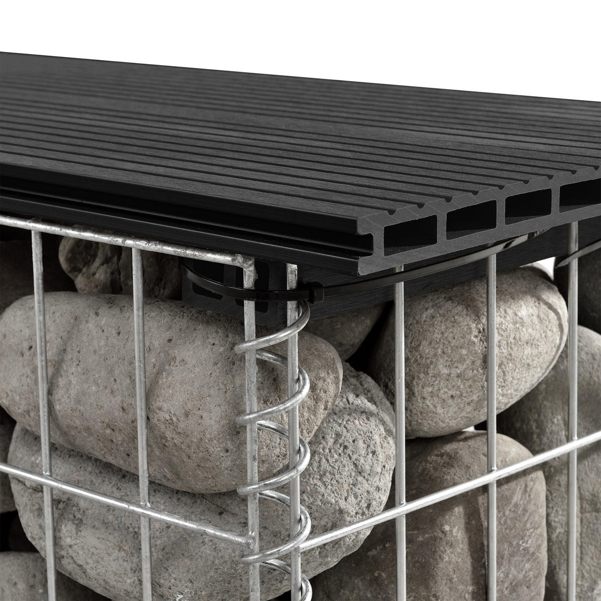 GABIONENBANK - Schwarz, Kunststoff (100/45/30cm) - pro.tec