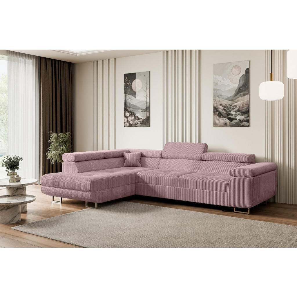 Thumbnail - Altdecor Ecksofa, Rosa, Textil, 4-Sitzer, L-Form, Ottomane links, 272x202 cm, Wohnzimmer, Sofas & Couches, Wohnlandschaf...