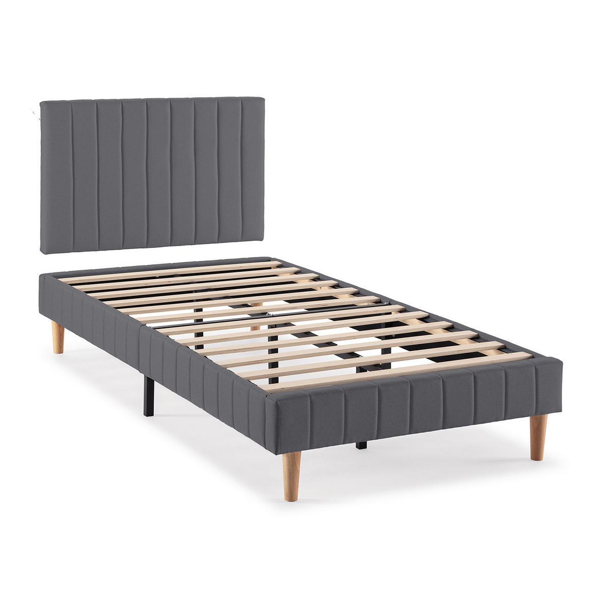 POLSTERBETT + kopfteil 90x190 cm Eris, Dunkelgrau - Dunkelgrau, Textil (192/92/90cm) - VS Venta-stock
