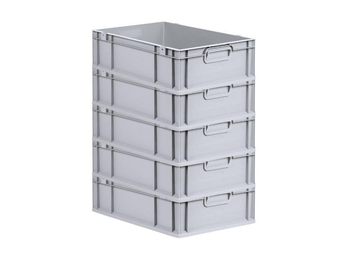 EUROBOX 5x Nextgen Economy Griffe Geschlossen 17x40x60cm 34 Liter - Grau, Kunststoff (40/17/60cm) - PROREGAL