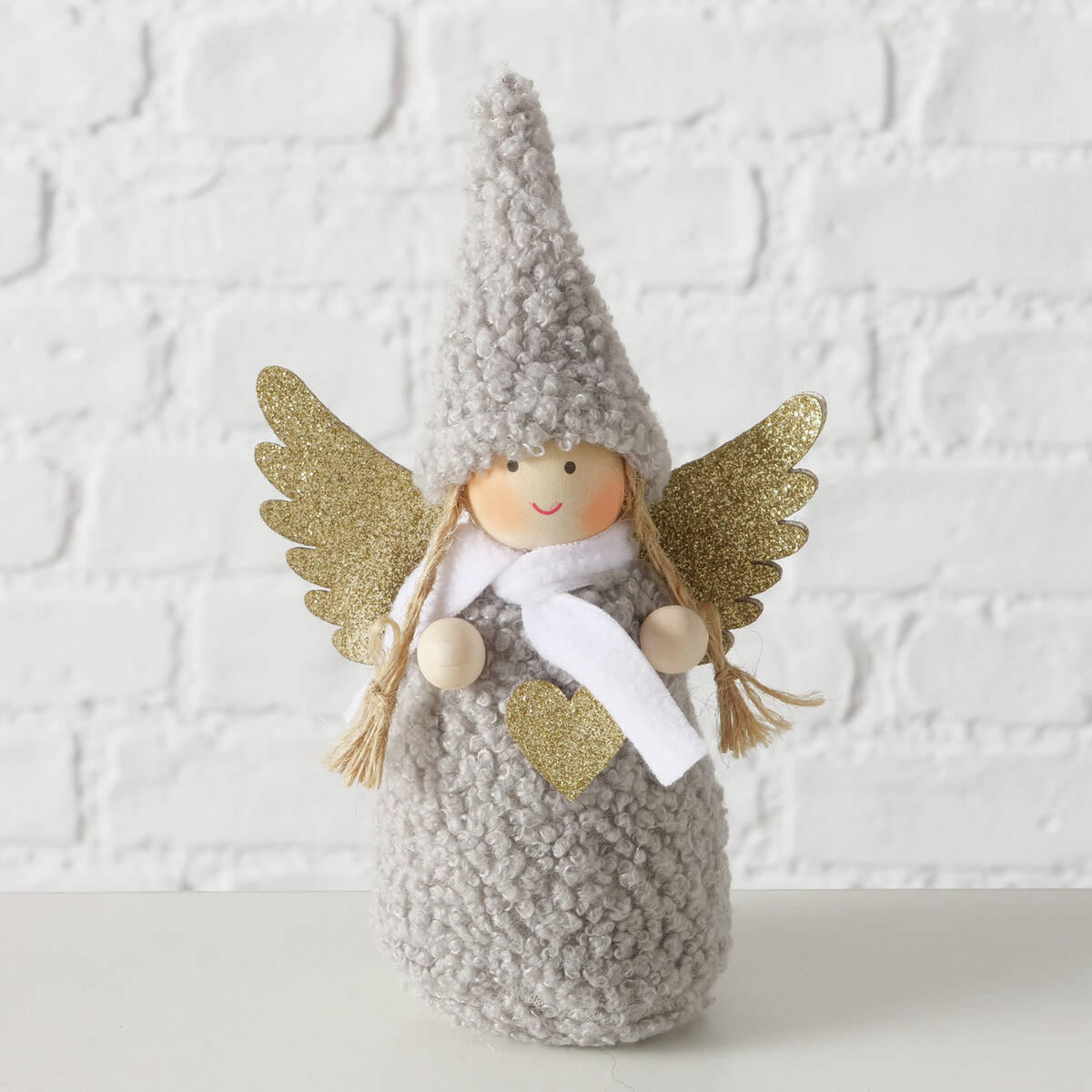 WEIHNACHTSFIGUR Amia 16 cm - Grau, Textil (6/16/9.5cm) - Boltze Home
