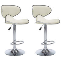 BARHOCKER Supri höhenverstellbar 2er-Set Creme Kunstleder - Creme, Leder (50/108/46cm) - DELUKE