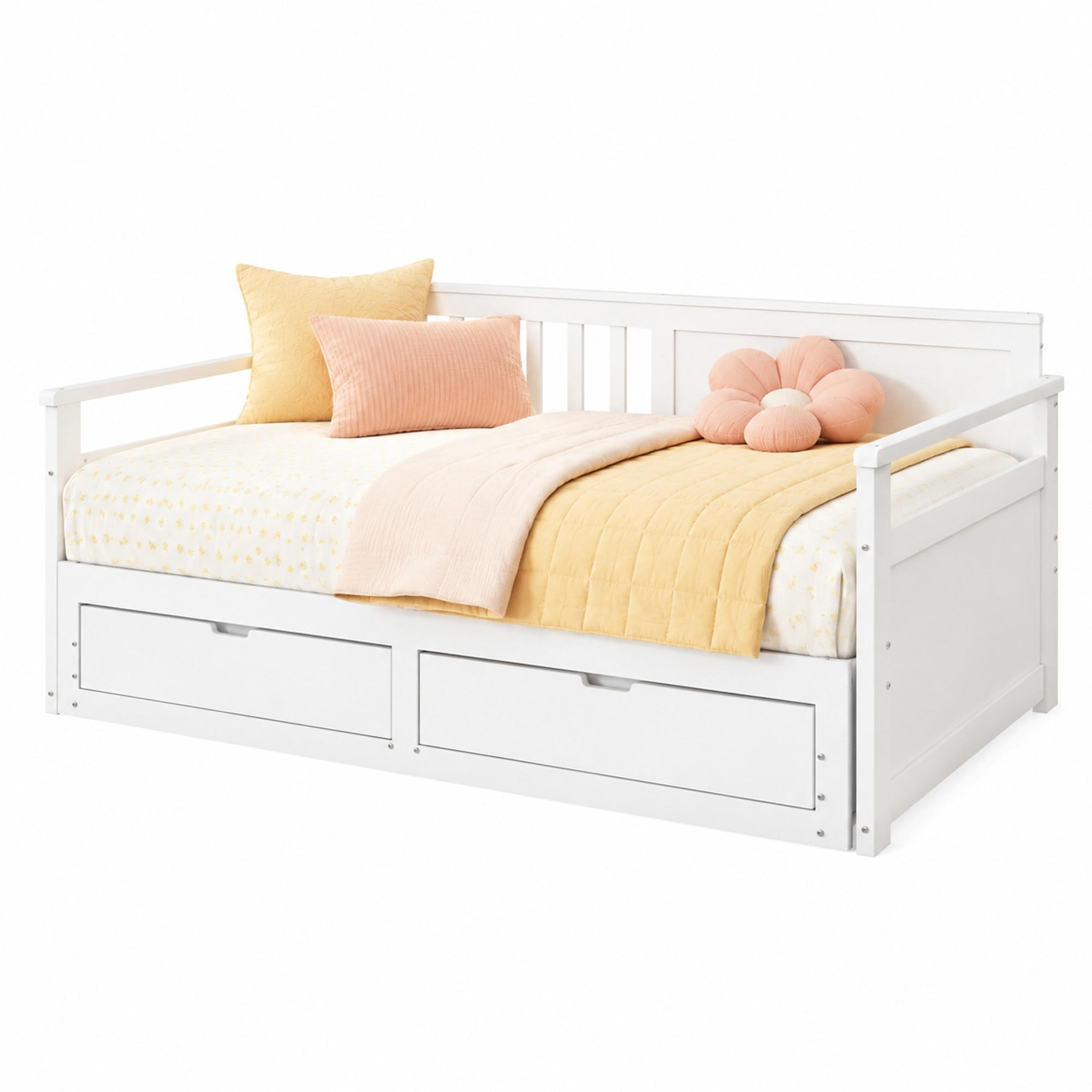 KINDERBETT 90/190 cm & 90/190 cm in Weiß mit Schubladen und Ausziehbett - Weiß, Holz/Holzwerkstoff (90/190cm) - CHICFURN