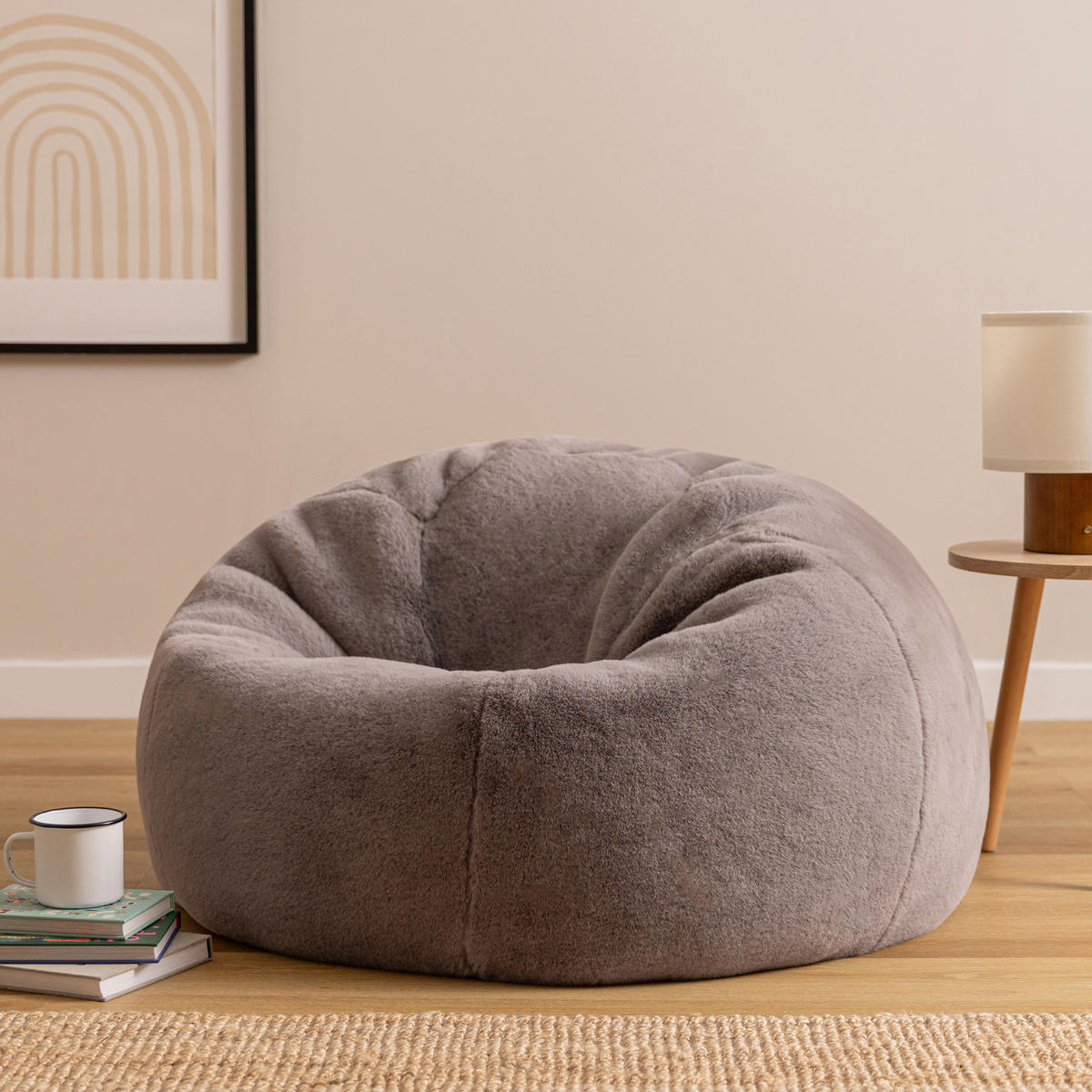 SITZSACK Kingston Kaninchenkunstfell - Grau, Textil (85/50/85cm) - icon