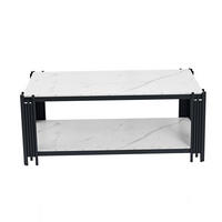 COUCHTISCH mit Ablage 114/64 cm in Weiß/Schwarz mit Marmor-Dekor - Schwarz, Holzwerkstoff (114/64/46cm) - BEAOK