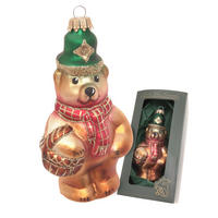 CHRISTBAUMSCHMUCK Bär mit Korb Braun 13cm (Glas / 1 Stk.) - Braun, Glas (7/13/5cm) - Krebs Glas Lauscha