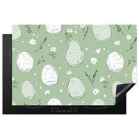 HERDABDECKPLATTE Grün - Eier - Muster Induktionsschutz 81.6x52.7 cm - Waldgrün, Kunststoff (81.6/52.7/0.2cm) - MuchoWow