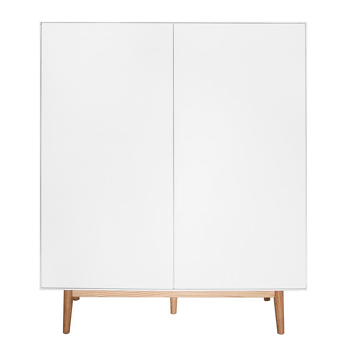 SCHUHKOMMODE mit 2 Türen - Eichefarben/Weiß, Holzwerkstoff (110/132/38cm) - home24