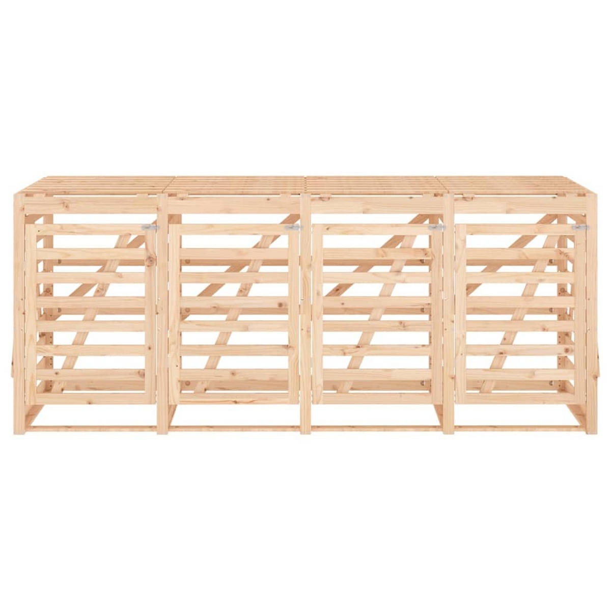 4ER Mülltonnenbox Kiefernholz BOUMI | 318x91,5x128,5cm Natur | Für 4 Tonnen - Naturfarben, Holz (318/128.5/91.5cm) - DELUKE