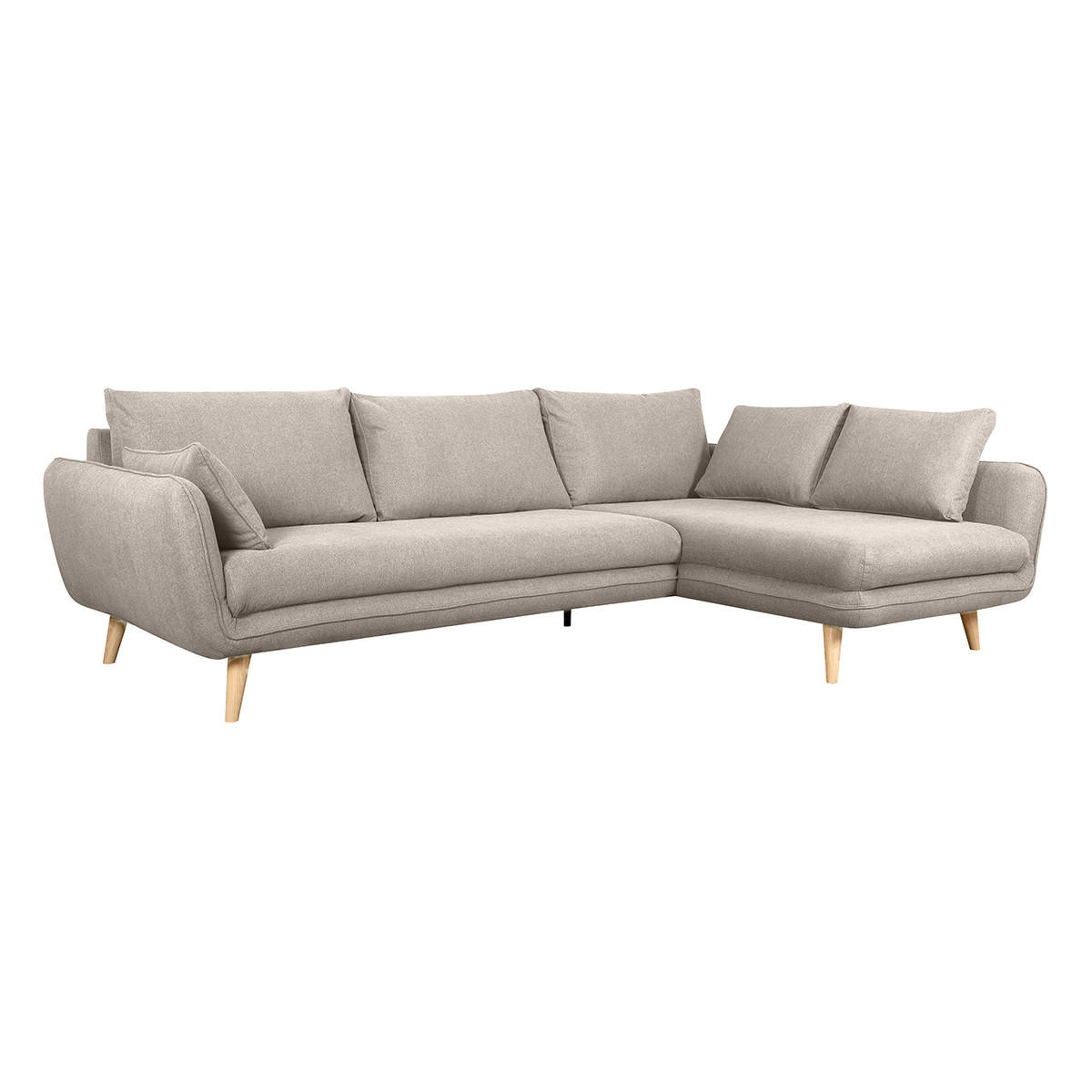 ECKSOFA Skandinavisch 5-Sitzer Stoff Beige Holz CREEP - Beige, Textil (70.5/79cm) - Miliboo
