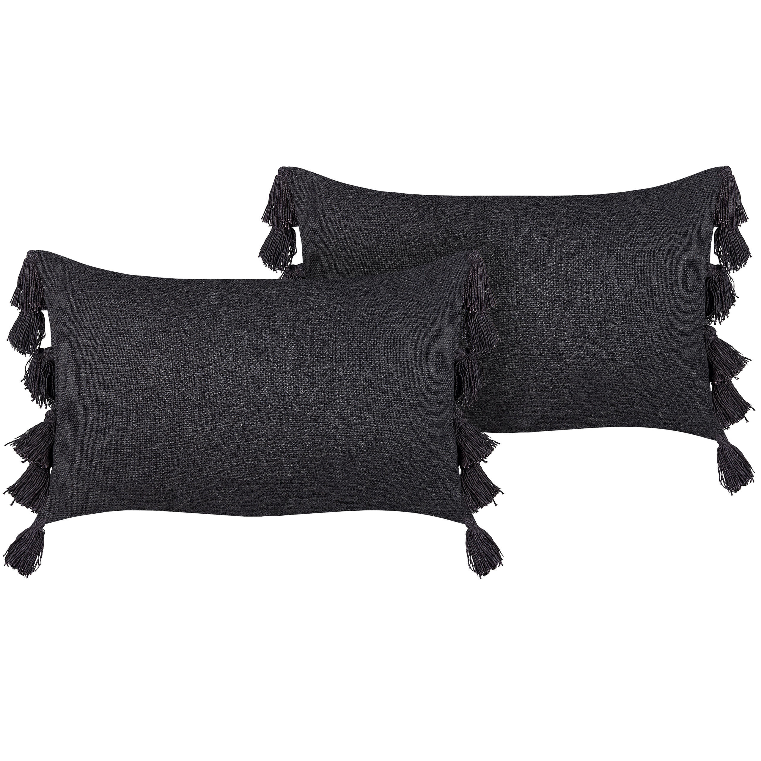 DEKOKISSEN 2er-Set Dunkelgrau 35/55 cm Lythrum - Dunkelgrau, Naturmaterialien/Textil (35/55cm) - Beliani