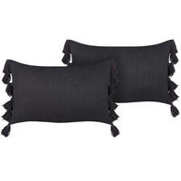 DEKOKISSEN 2er-Set Dunkelgrau 35/55 cm Lythrum - Dunkelgrau, Naturmaterialien/Textil (35/55cm) - Beliani