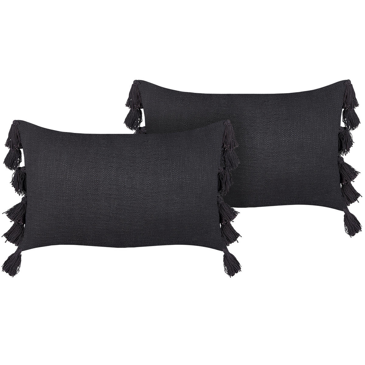 DEKOKISSEN 2er-Set Dunkelgrau 35/55 cm Lythrum - Dunkelgrau, Naturmaterialien/Textil (35/55cm) - Beliani