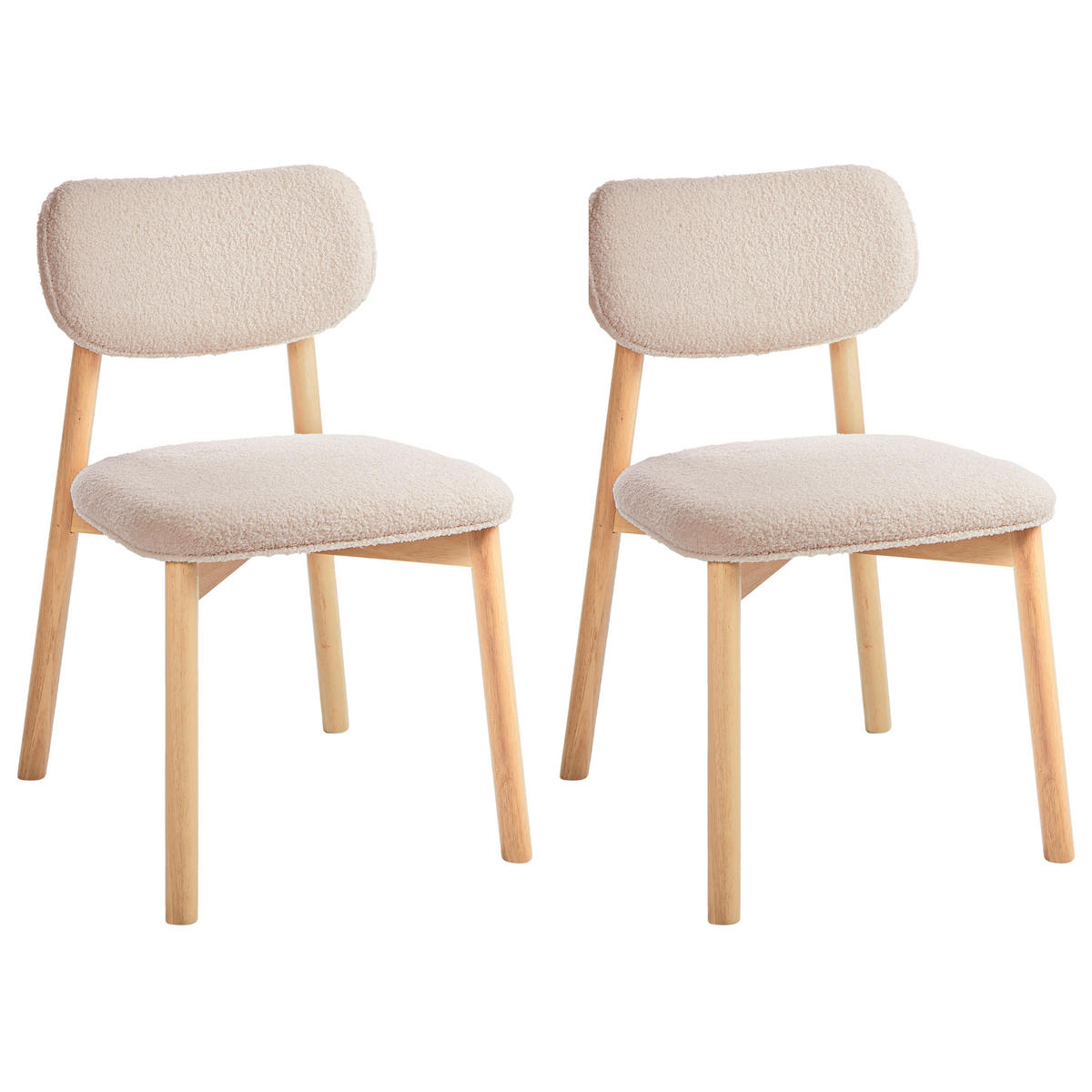 ESSZIMMERSTUHL 2er-Set Hellbraun Mills - Hellbraun/Beige, Textil (48/80/58cm) - Beliani