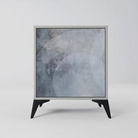 SIDEBOARD MUTED ARC, Grau, 57,5x42x70,5 cm, Schwarze Metall-Sternfüße - Multicolor/Schwarz, Holzwerkstoff/Metall (57.5/70.5/42cm) - SpaceRebels
