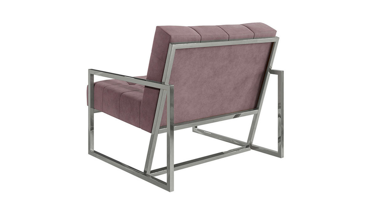 LOUNGESESSEL Duban Rosa Samtstoff - Pink/Silberfarben, Holz/Textil (84/81/89cm) - S-Style Möbel