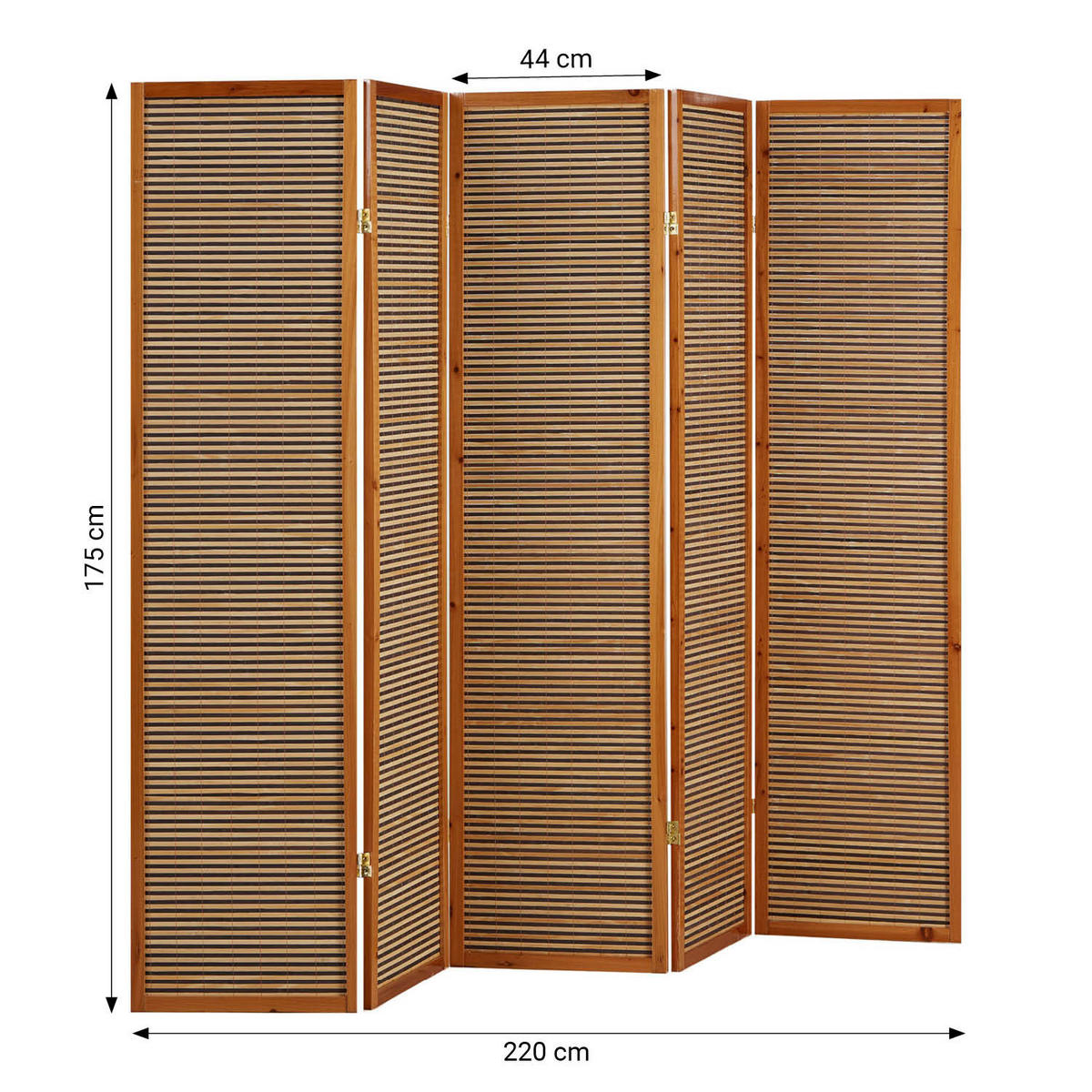 PARAVENT 5-tlg. 220/175 cm Braun Bambusstreben - Braun, Holz (220/175/2cm) - Homestyle4u