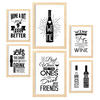 POSTER Set Mit 6 Wein Vollfarbige Illustrationen Von Kaffee & Getränken Im Werbetafel Illustrationen Für & Heim A3 & A4 Rahmen Aus Hellem Holz - Beige, Papier (29/3cm) - Nacnic