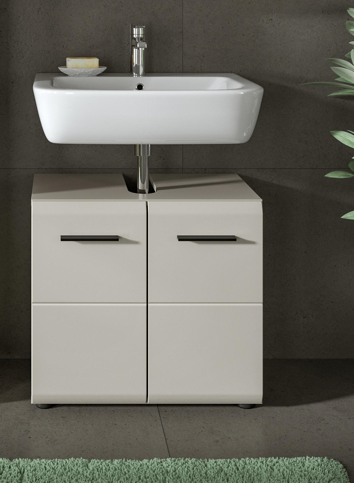 WASCHBECKENUNTERSCHRANK Kaschmir 60 cm, Badezimmer Unterschrank 2-türig - Kaschmir/Schwarz, Holzwerkstoff/Kunststoff (60/54/30cm) - Inn.Furn
