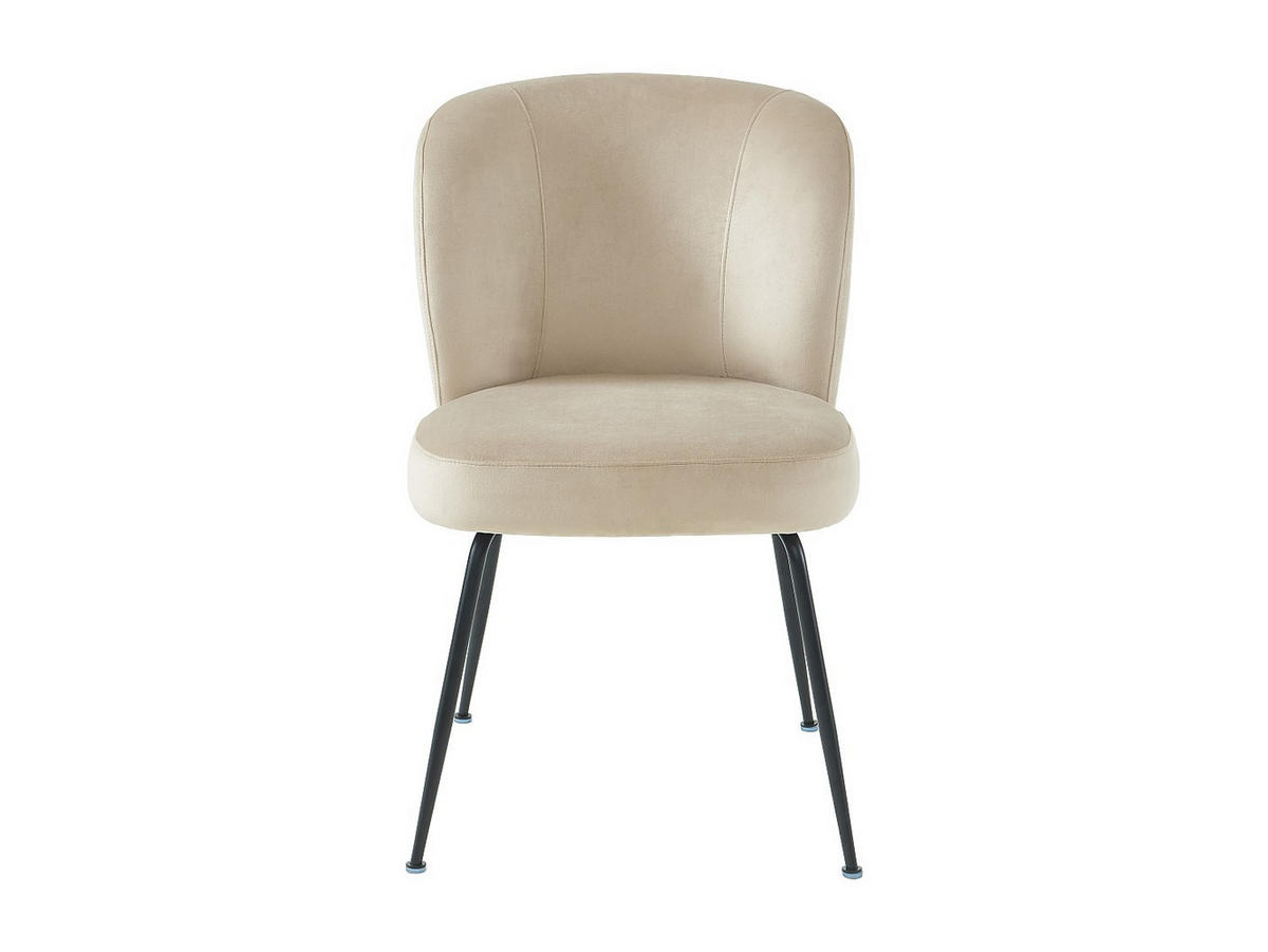 STUHL 2er-Set - Samt & Metall - Beige - POLPONA - Beige, Textil (52/79/67.5cm) - Vente-Unique