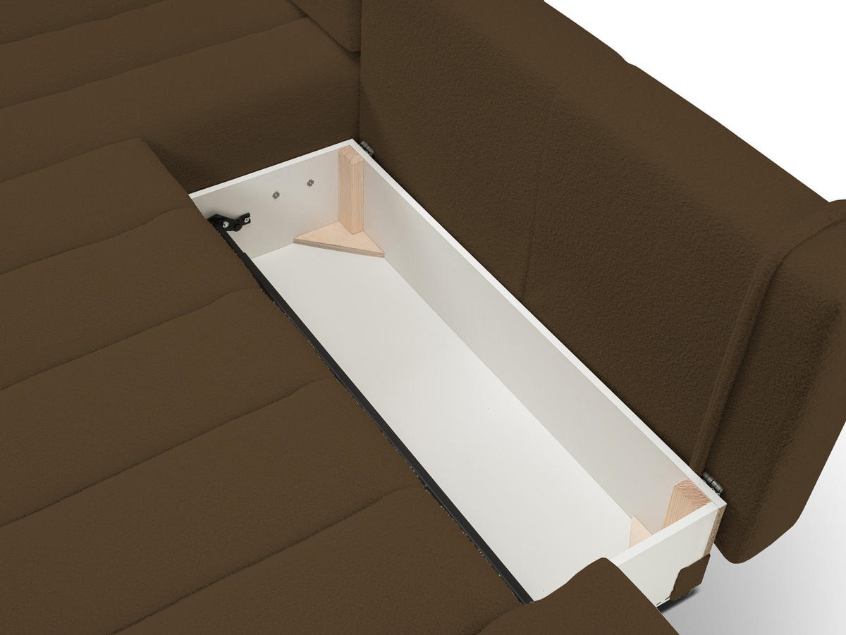 ECKSOFA BALOO mit Schlaffunktion 297x180 cm, Dunkelbraun, Links - Dunkelbraun, Holz/Textil (176/276cm) - DomoHome