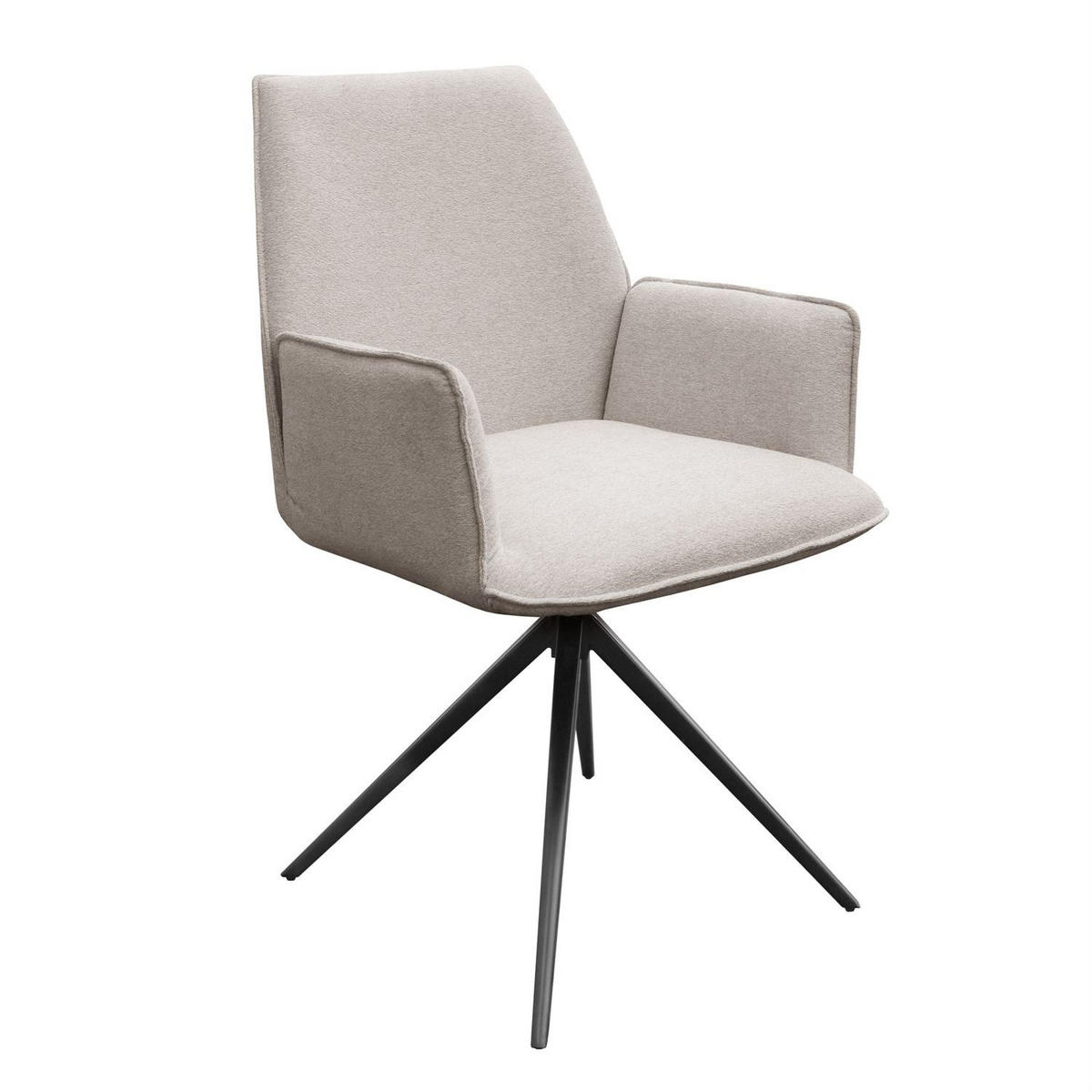 ARMLEHNENSTUHL OPHELIA mit Drehfunktion und Polsterung - Beige/Schwarz, Textil (60/87/64cm) - Lookway