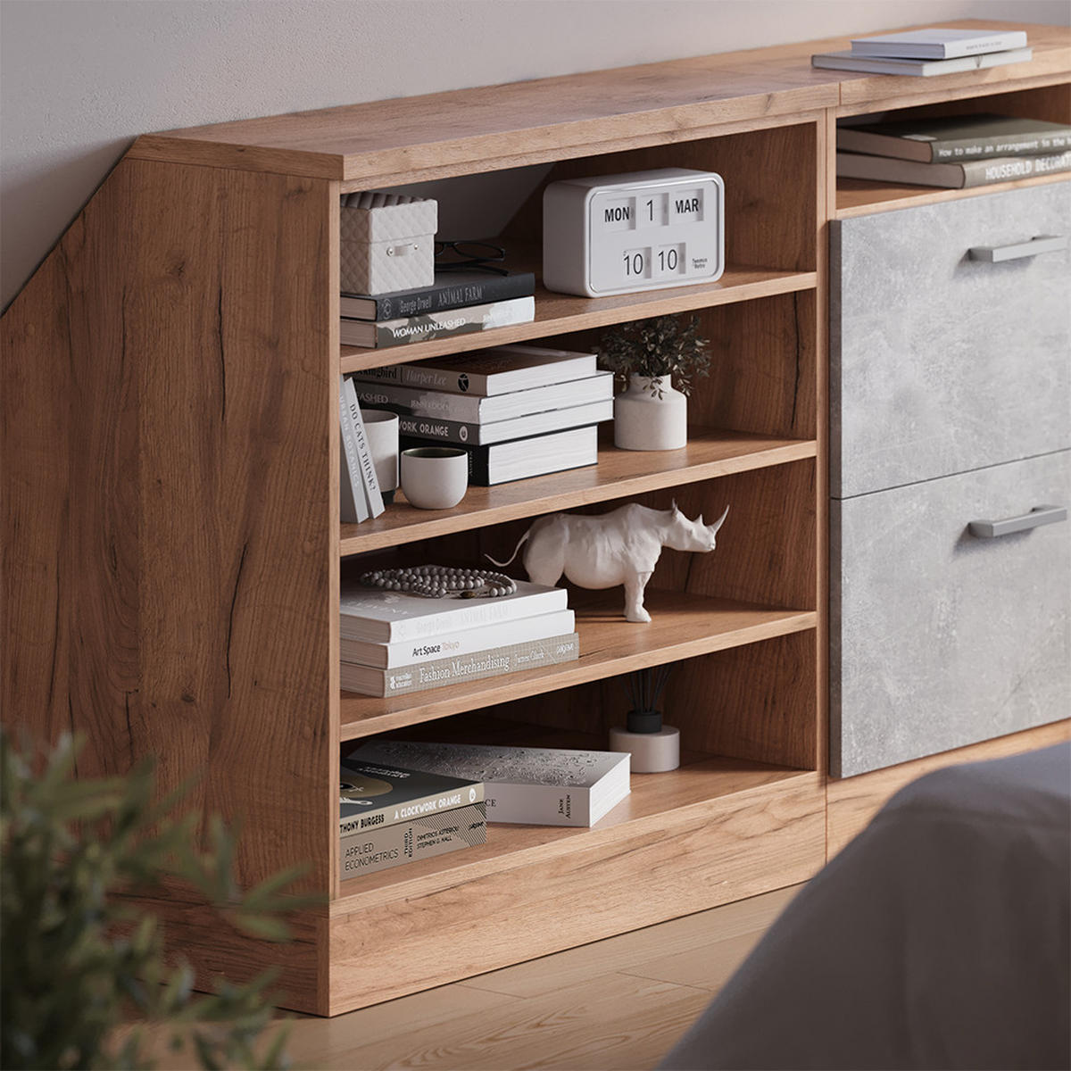 KUHINJSKI ORMAR ZA KOSINE KROVA R-Line Hrast zlatnog tona 80 cm s 4 pretinca, korpus ormara dubine 60 cm - hrast medunac, drvni materijal (80/83.8/60cm) - Vicco