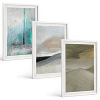 BILDER SET 3er Set - 40x60 cm Weißer Rahmen - Gemalte abstrakte Dekorationen - Weiß, Kunststoff (40/60cm) - TULUP
