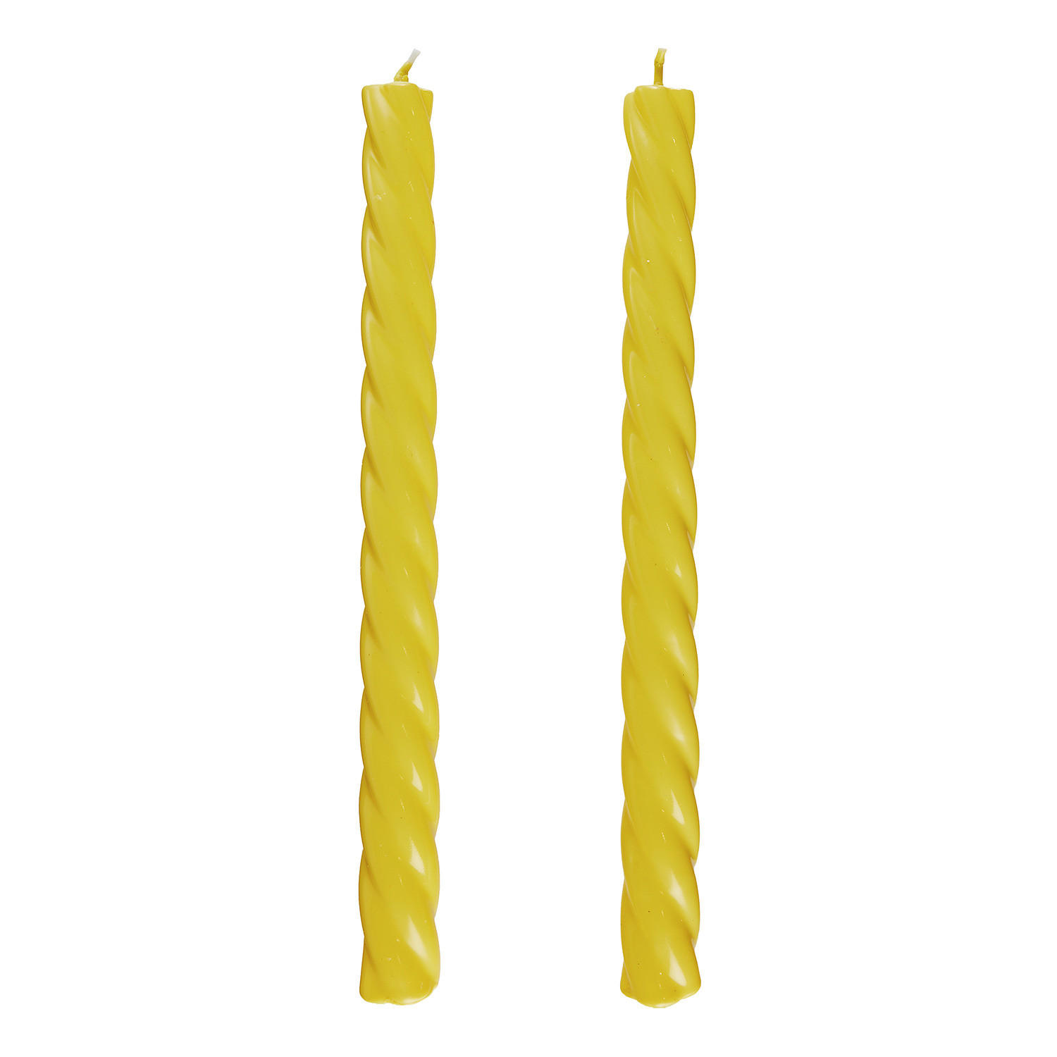 STABKERZE (2er-Set) Twisted - Hellgelb, Paraffin (2/26/2cm) - Butlers