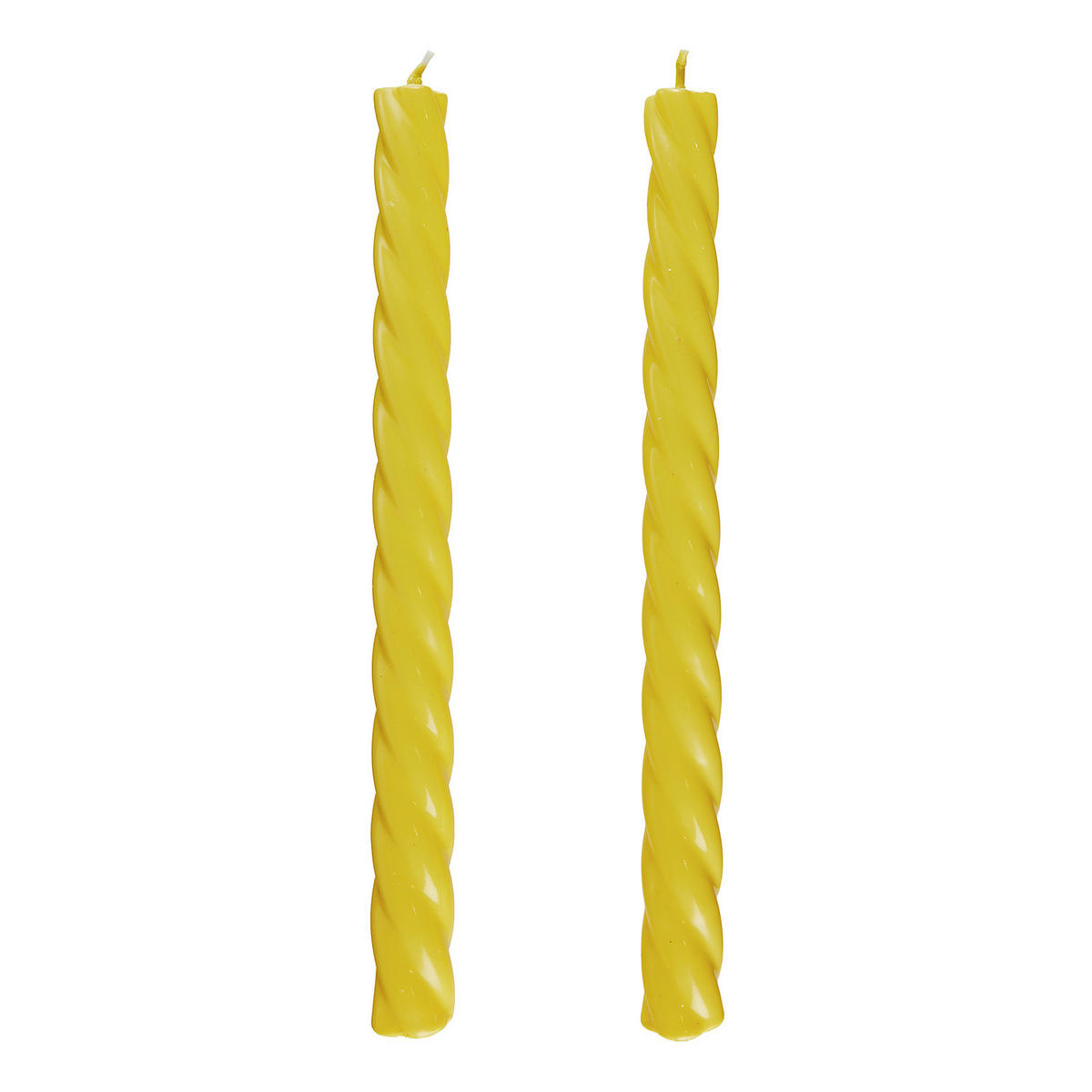 STABKERZE (2er-Set) Twisted - Hellgelb, Paraffin (2/26/2cm) - Butlers