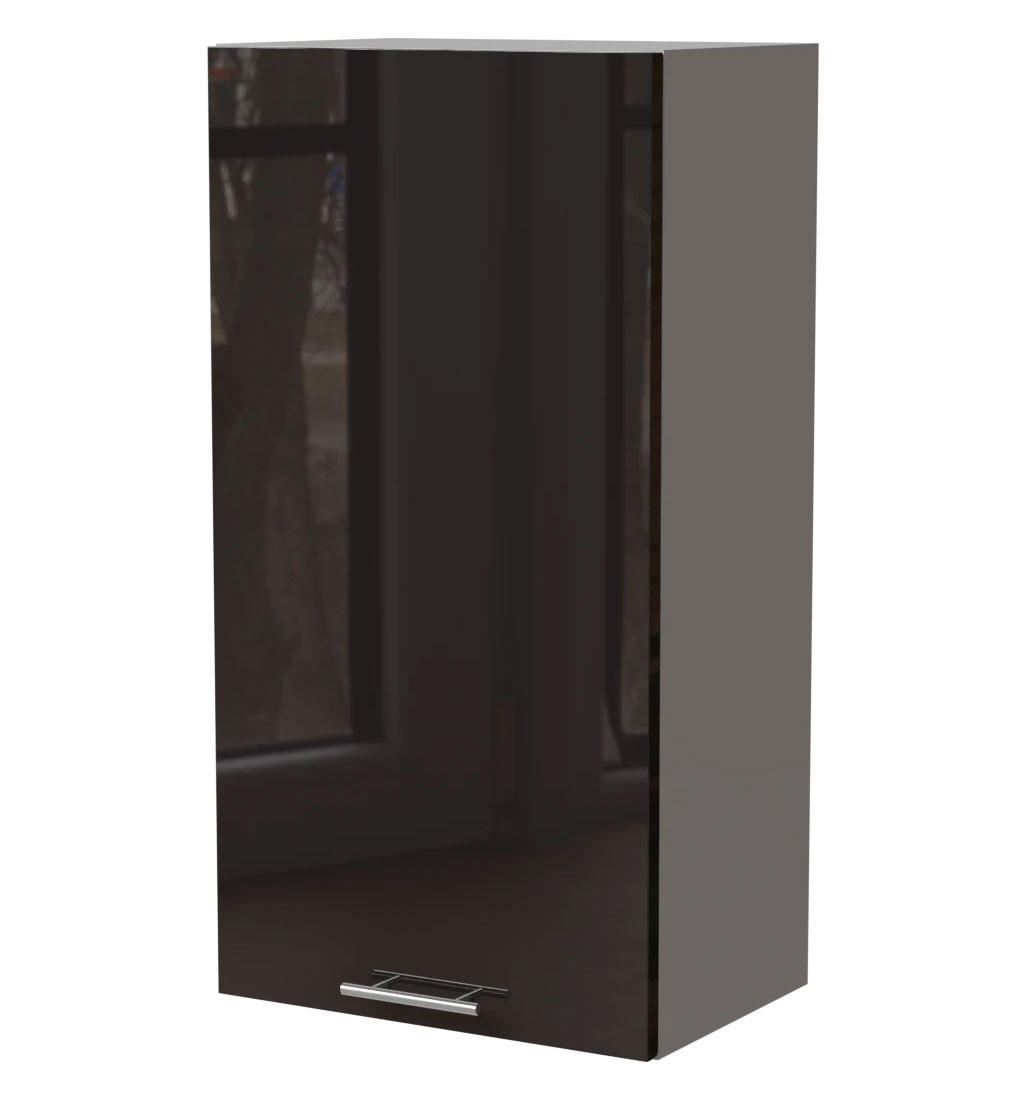 Feldmann-Wohnen Küchenhängeschrank Schwarz Hochglanz, Grau 50x96x32.5 cm